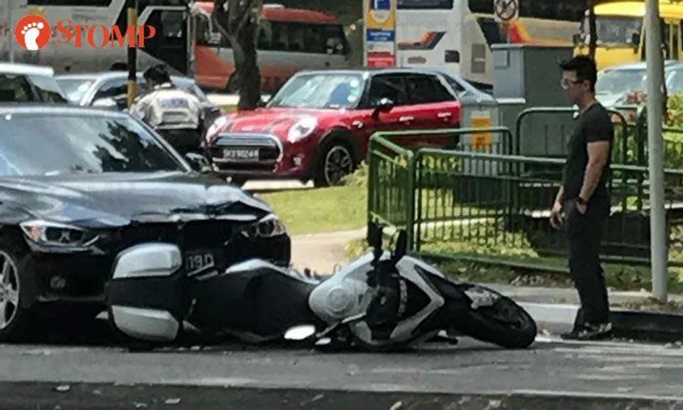 Motorcyclist sent to hospital after accident with car at Bukit Batok East Ave 6