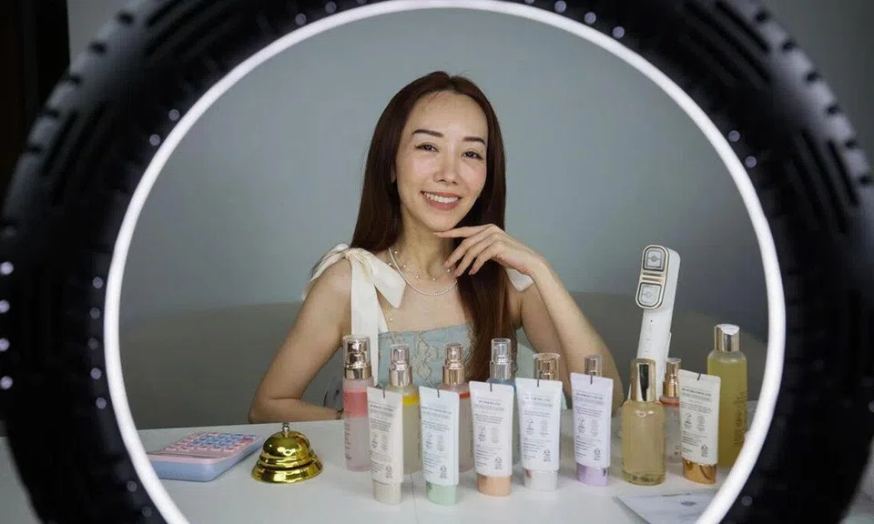 Ms Elaine Heng live-streams almost every day on platforms like TikTok and Shopee.