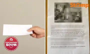 Yishun resident receives letter accusing people of an affair