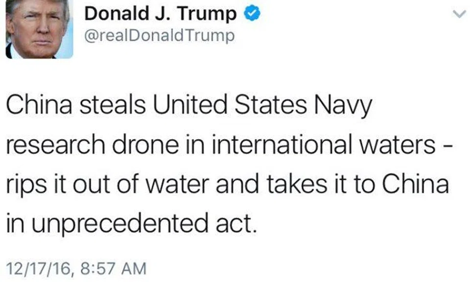 Donald Trump tweets about China's seizure of US naval probe -- but can you spot what's wrong?