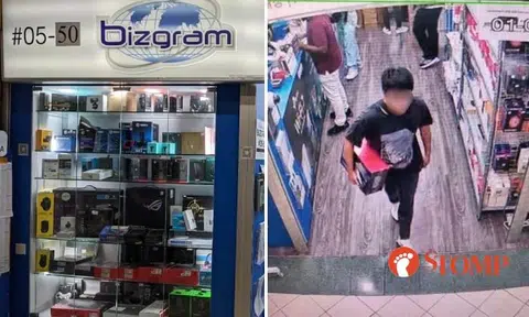 Bizgram Asia screen grab of a CCTV video allegedly showing someone stealing a $1,079 computer component 