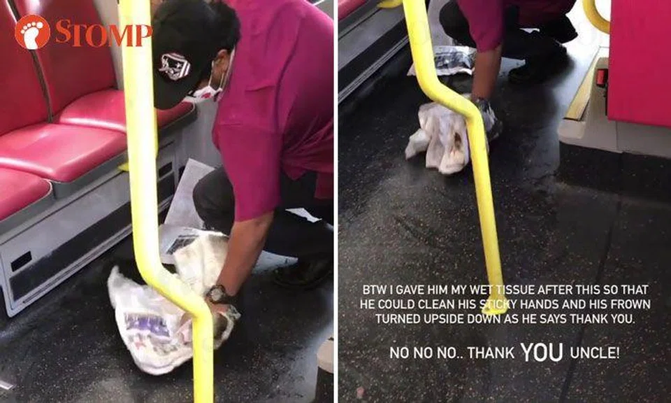 Bus captain forced to pull over and clean up puddle of spilled soda