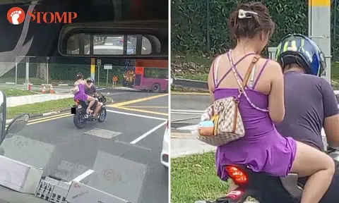 Pillion rider spotted travelling from Clementi to Pasir Panjang without helmet
