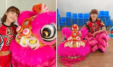 Actress Jeanette Aw learns lion dance in 3 hours, performs for seniors at nursing home