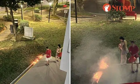 Stomper JY shared a video of the couple standing over the growing fire as it produced more and more smoke.