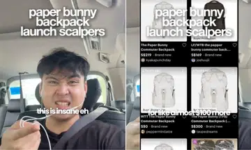 The Paper Bunny backpack resold on Carousell by scalpers 