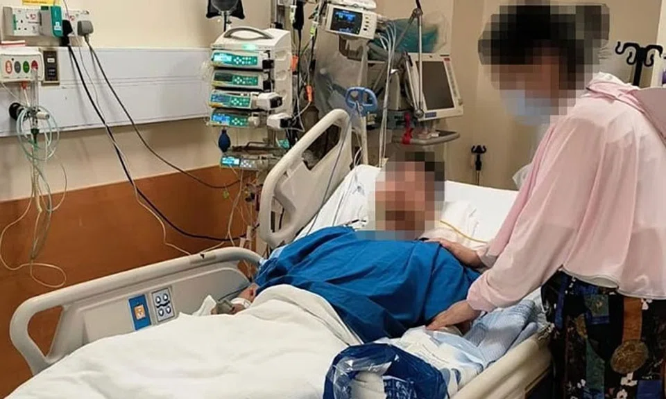 The man had fallen off an industrial building while carrying out an air-con servicing job without wearing a harness. PHOTO: GAIN CITY