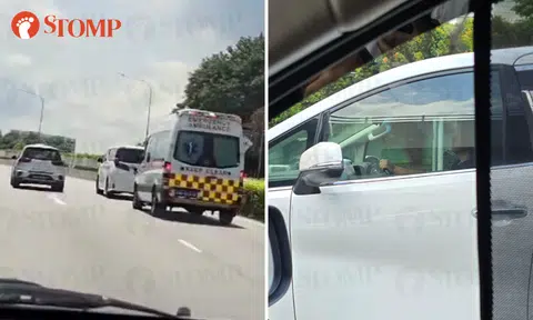 Driver hogs rightmost lane and refuses to give way to ambulance on CTE