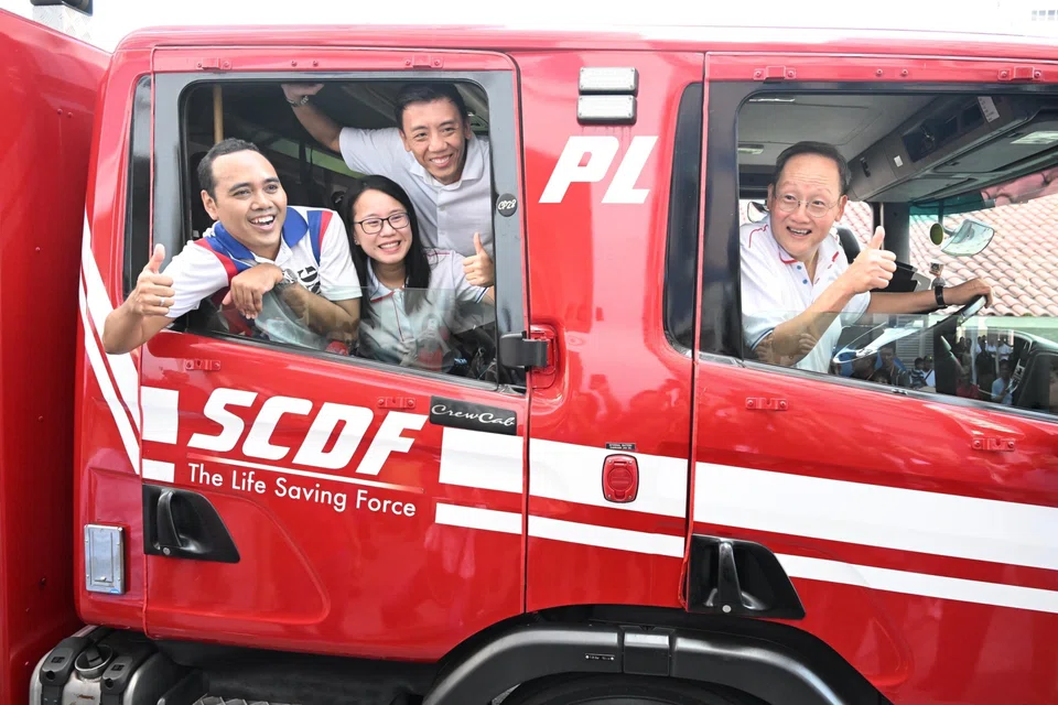 (From right) Manpower Minister Tan See Leng, Acting Minister for Transport Jeffrey Siow and fellow Chua Chu Kang GRC MPs Choo Pei Ling and Zhulkarnain Abdul Rahim at the Community Resilience Day event.