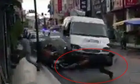 Viral video of pedestrian diving out of way of police chase in Malaysia? No, it's just a movie shoot