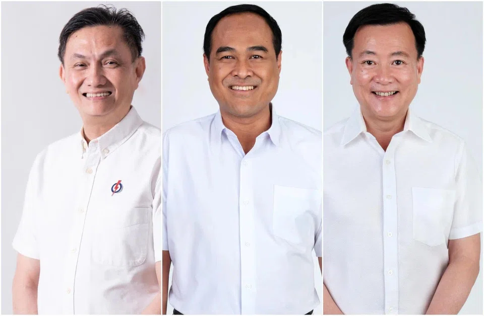 The PAP is expected to replace three of its five current Aljunied branch chairpersons: (From left) Mr Kenny Sim, Mr Shamsul Kamar and Mr Victor Lye.