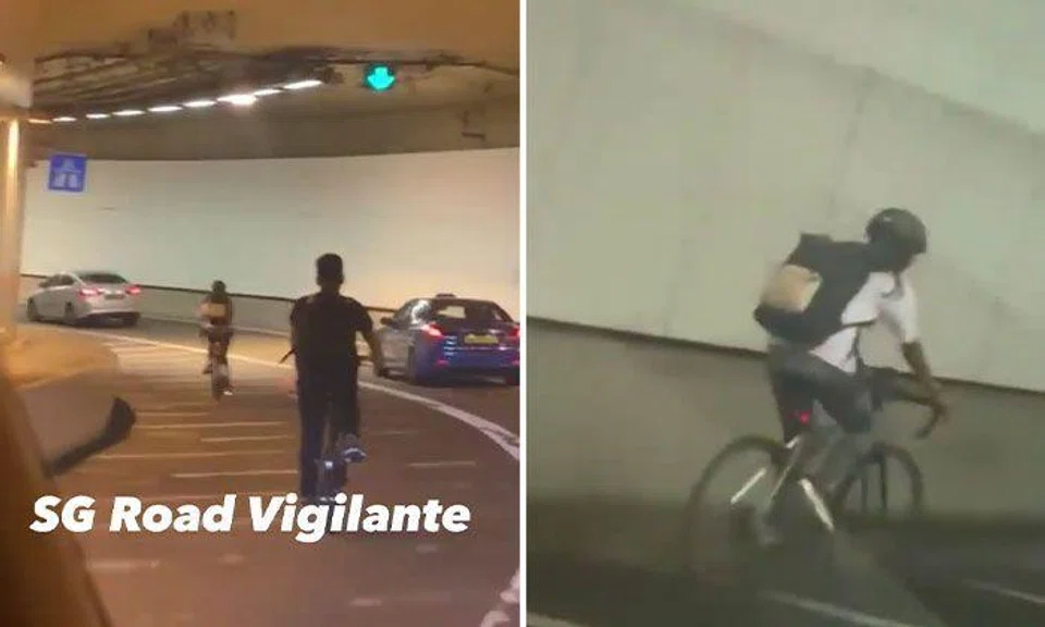 Cyclists enter KPE tunnel even though it's illegal
