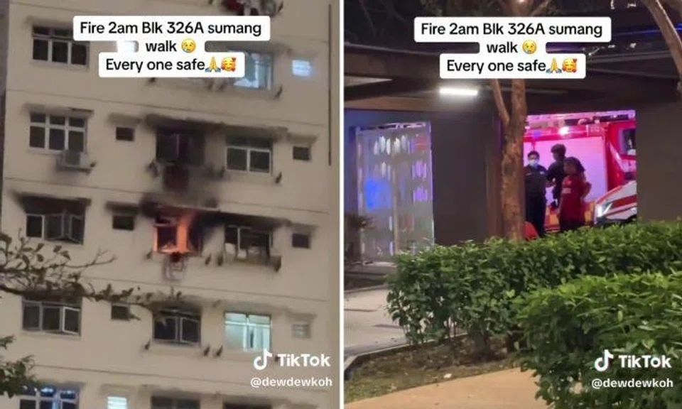 SCDF said it was alerted to the fire at Block 326A Sumang Walk at about 2.10am on Oct 18.
