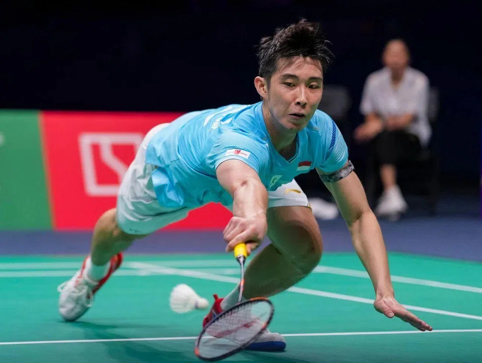 Singapore's Loh Kean Yew fighting tooth and nail to beat China's Shi Yuqi in the Badminton Asia Championships quarter-finals on April 11.