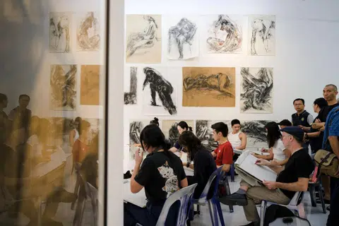 Yeo Workshop celebrating the opening of Solamalay Namasivayam's show by holding a life-drawing session for visitors. 