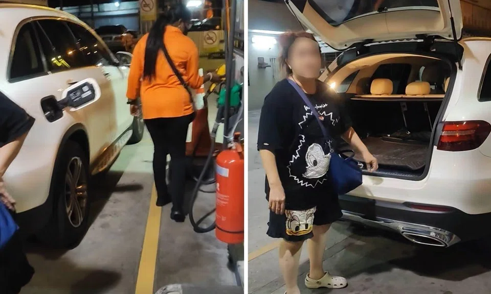 driver caught pumping ron95 petrol into Singapore-registered car