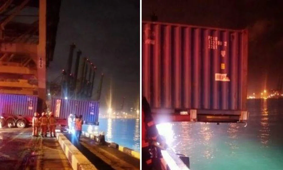 A 44-year-old Malaysian was driving the vehicle that was attached to a trailer carrying two 20-foot containers.