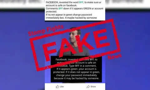 Green BFF "security test" on Facebook is fake news