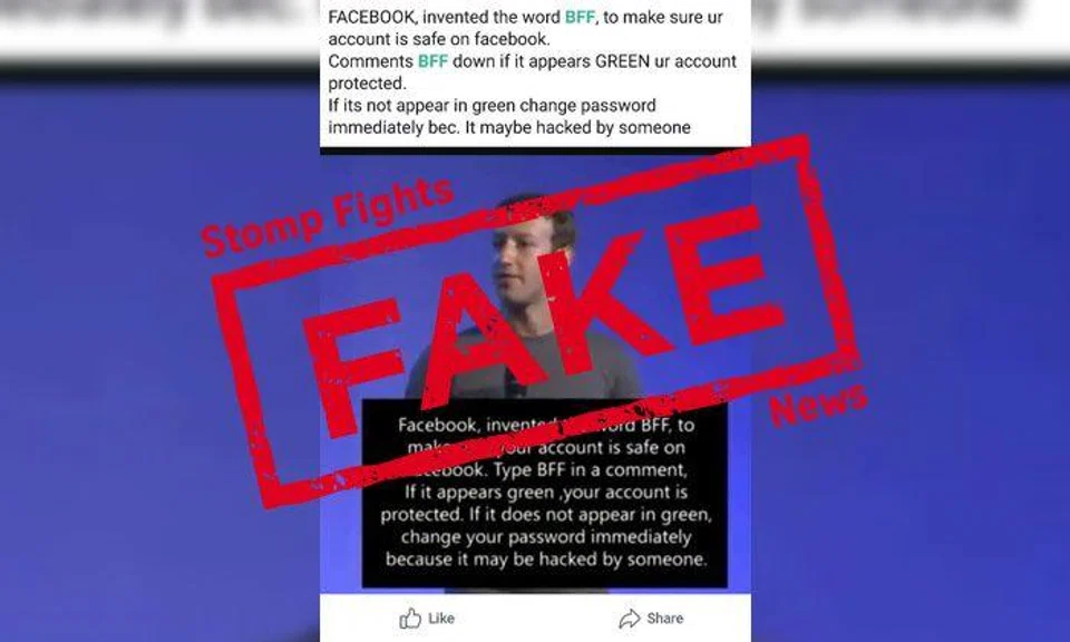 Green BFF "security test" on Facebook is fake news