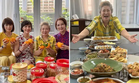 Zoe Tay, Pan Lingling and Aileen Tan enjoy Korean delights at Jin Yinji's place for CNY