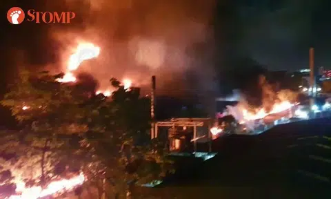 SCDF battles raging fire at Tuas industrial area, 1 person suffers burn injuries