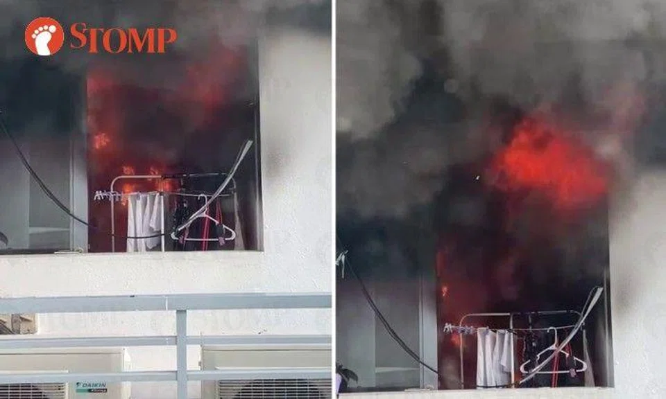 tomper Jen shared a video of flames and smoke coming out of the condo unit as the fire alarm rang.