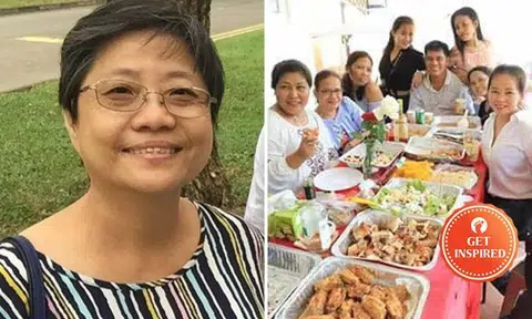 Mrs Agnes Tan (left) held a birthday party for her domestic helper and invited all her friends.