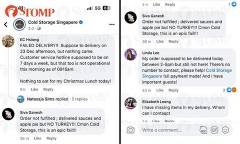 'Christmas ruined': Cold Storage apologises after failing to deliver food for customers' festivities