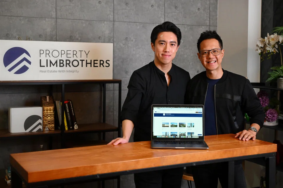 PropertyLimBrothers co-founder Adrian Lim (right) and CTO Marcus Yip. ST PHOTO: KUA CHEE SIONG