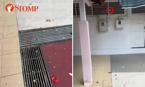 Child throws party popper from 2nd storey of Jurong West block, nearly hits passer-by