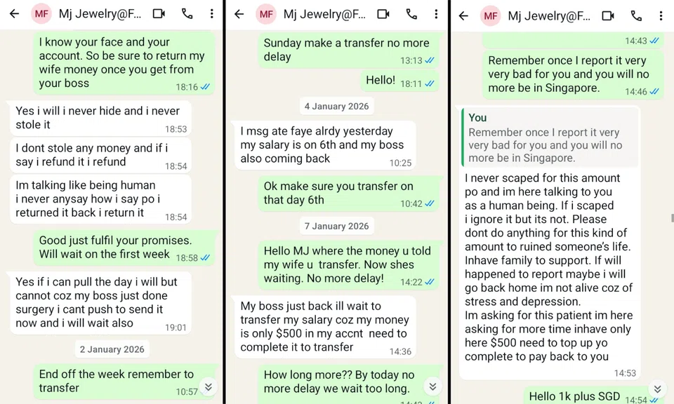 Messages between the Stomper and seller