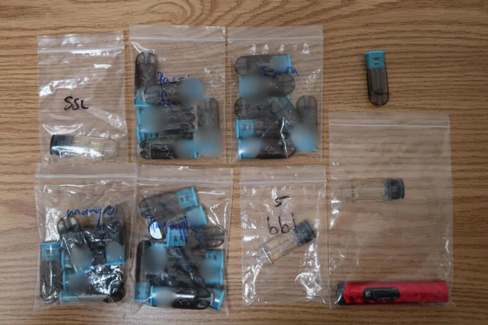 One e-vaporiser and 33 pods found in his car were seized