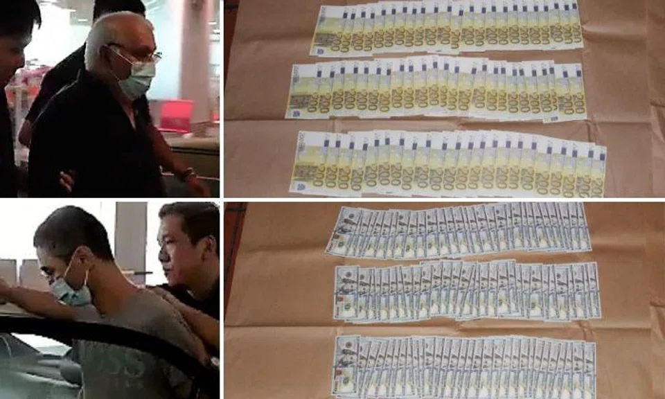 Georgians Abralava Irakli, 37, and Darsania Tamazi, 70, are now accused of unlawfully moving the cash out of Singapore. 
