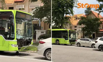 Service 136 bus and car involved in an accident