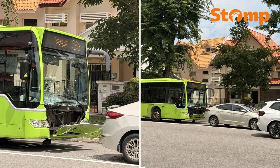 Service 136 bus and car involved in an accident