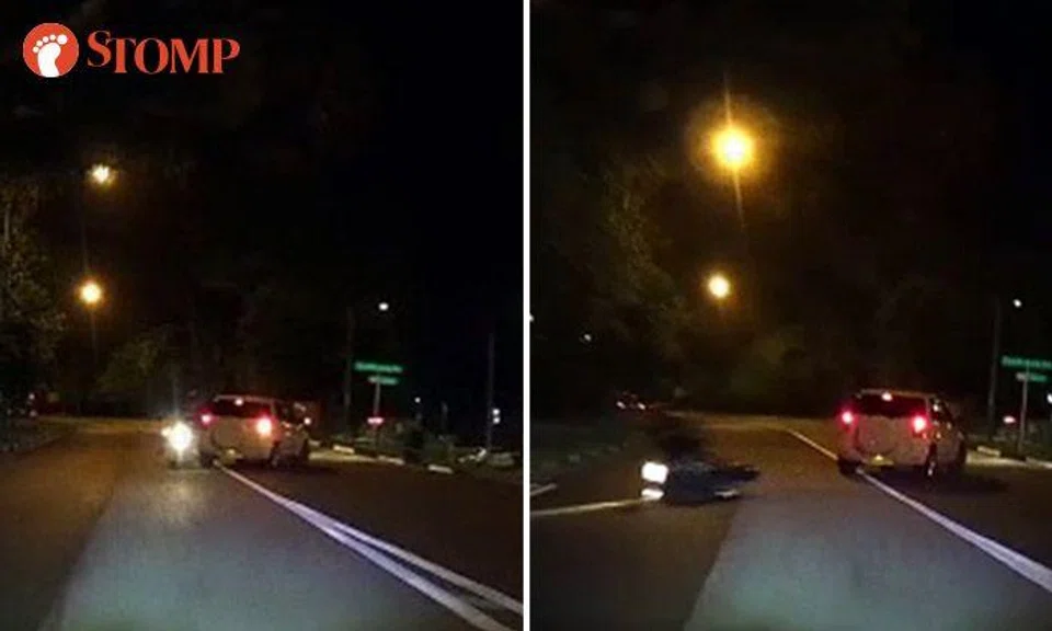 Accident involving car and motorcycle at Sengkang Central junction