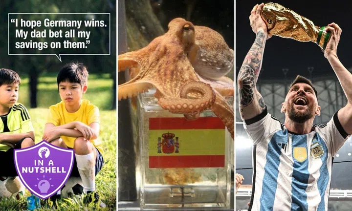 Paul the Octopus, anti-gambling advertisement, Lionel Messi holding World Cup trophy