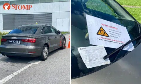 Oops! Audi gets wheel clamped and $100 fine at Republic Poly
