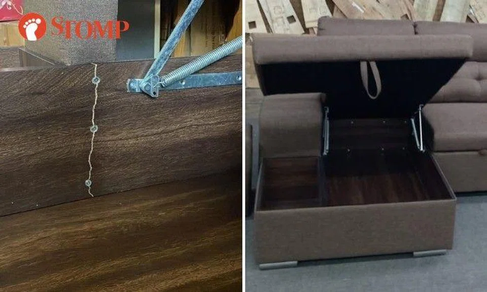 The sofa that she ordered was delivered with cracks. When the replacement sofa came, it also came with cracks.