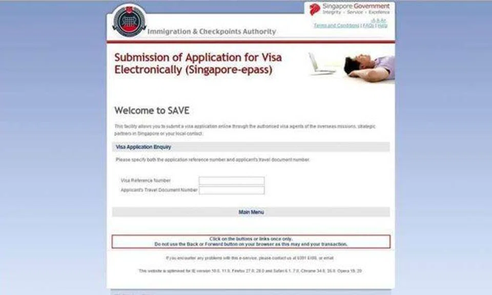 The ICA has issued a warning against a fake website phishing for visitors' visa reference numbers and passport numbers.PHOTO: ICA