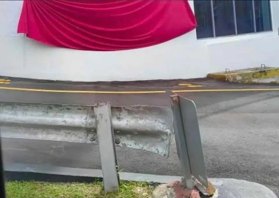 Walls at the premises were seen covered with large pieces of red and yellow cloth. PHOTO: SGFOLLOWSALL/INSTAGRAM