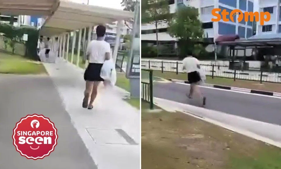 Man in skirt chased onto the road in Serangoon