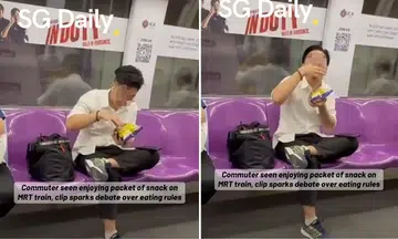 MRT eating, man openly eats, MRT train