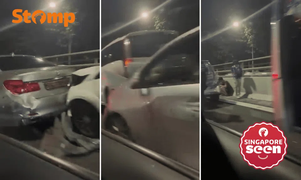 5 cars and M'sian coach in chain collision on SLE, bus driver assisting with police investigation