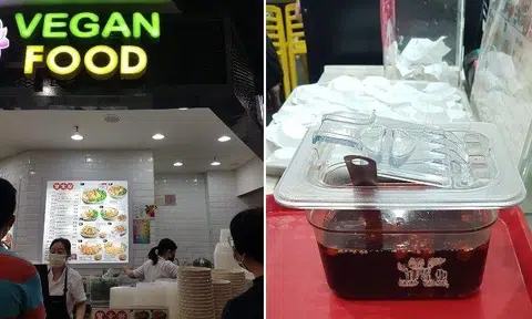 The Stomper decided to help herself, but a worker at the stall saw her and quickly took away the chilli sauce container from the front of the stall.