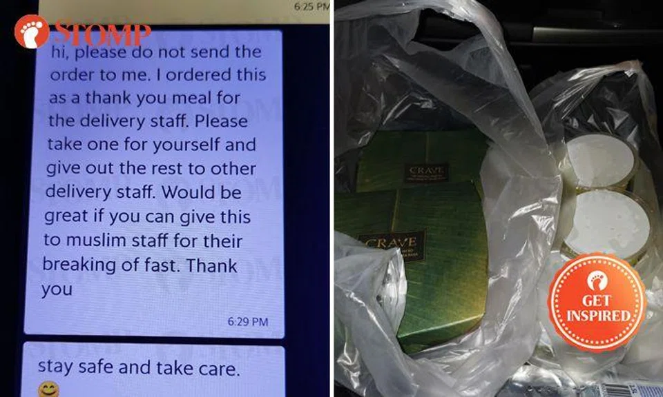 GrabFood deliveryman 'speechless' after kind customer orders meal for him and colleagues