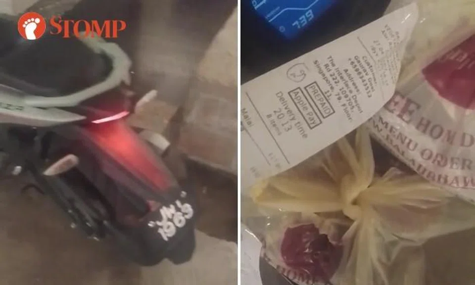 The video shows a Malaysian motorcycle carrying Grabfood and Foodpanda food delivery orders