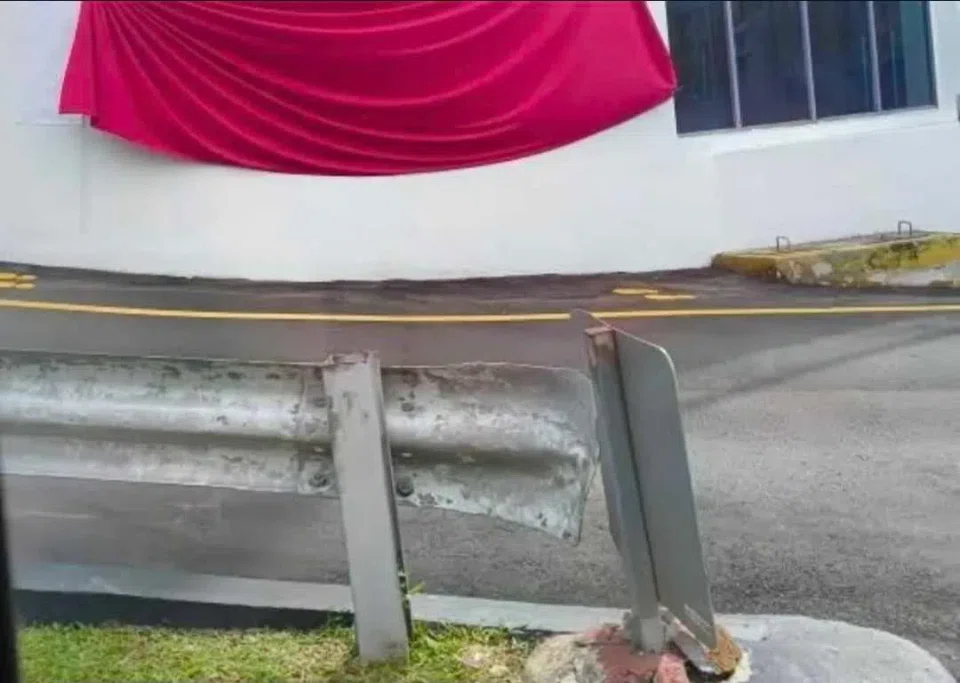 Walls at the premises were seen covered with large pieces of red and yellow cloth. PHOTO: SGFOLLOWSALL/INSTAGRAM