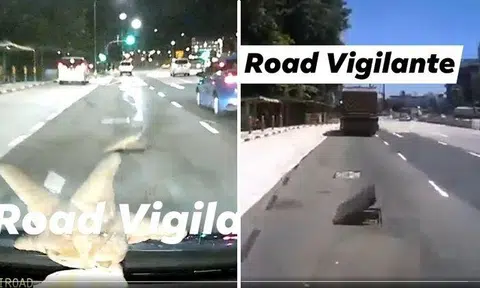 Two videos have surfaced online showing an ajar manhole cover stopping a vehicle dead in its track at the same spot.
