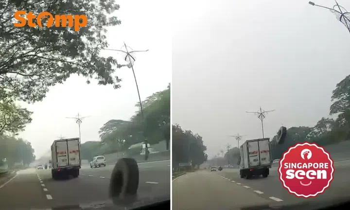Singaporean driver has close shave with loose tyre in Johor